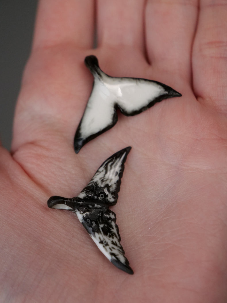 Porcelain whale tail pendants