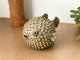 Blowfish made of ceramics, sea creature of sphere shape, coastal style interior decor with cute face, ocean sculpture, globefish bronze