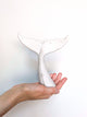Whale tail for shelf, the small one from whales family, white ceramic undersea animal