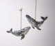 Frosty whales of ceramics for your interior, Christmas tree toys, flat whales