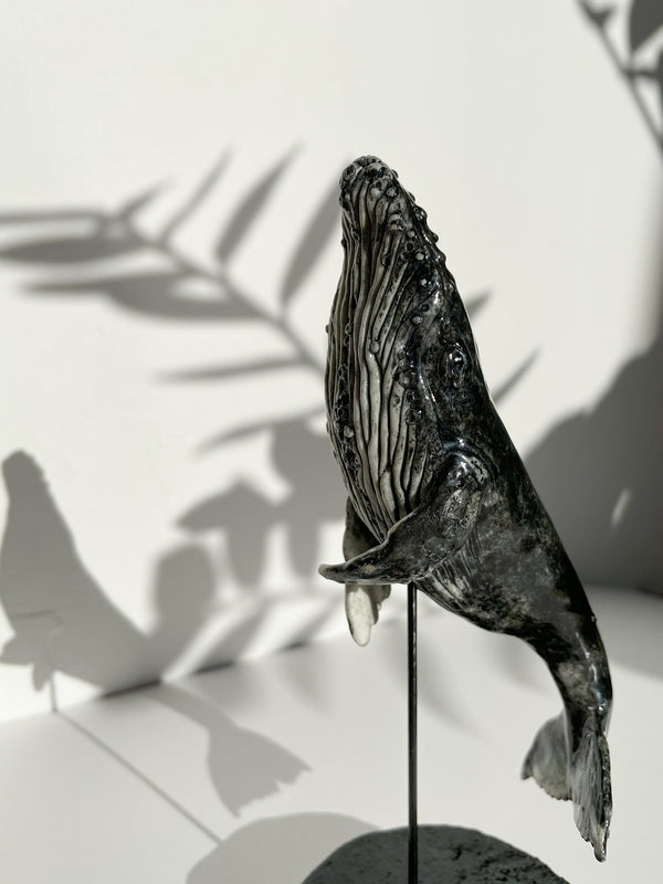 Humpback whale made of porcelain, ceramic whale