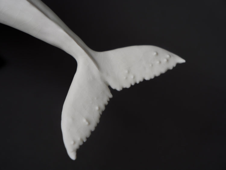 Whale David: porcelain, white matte, large
