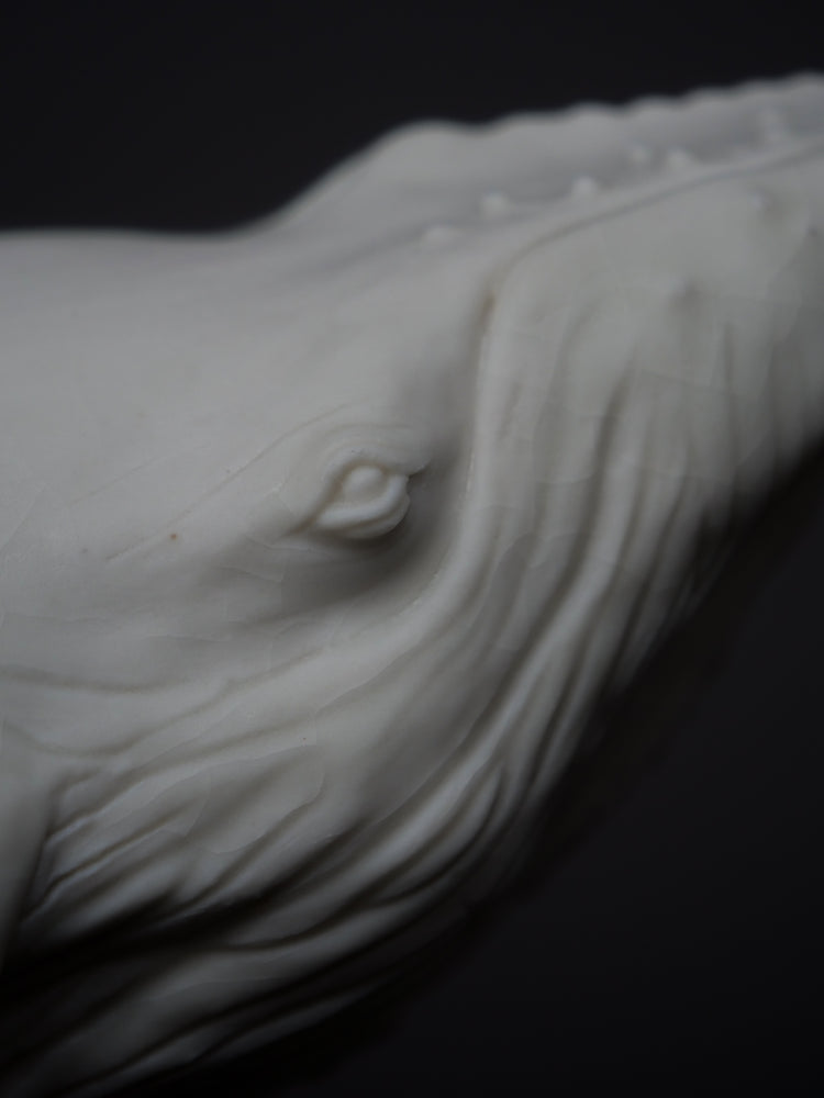Whale David: porcelain, white matte, large