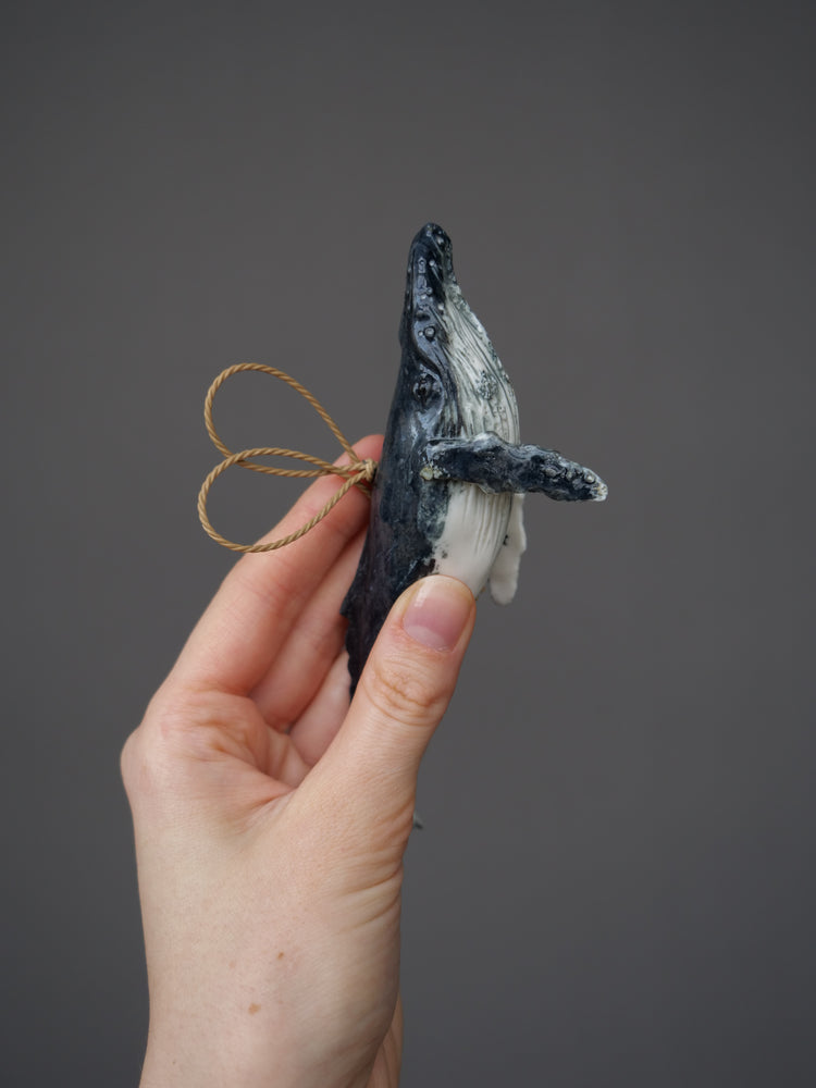 Whale Luna: small, dark blue & white, hanging