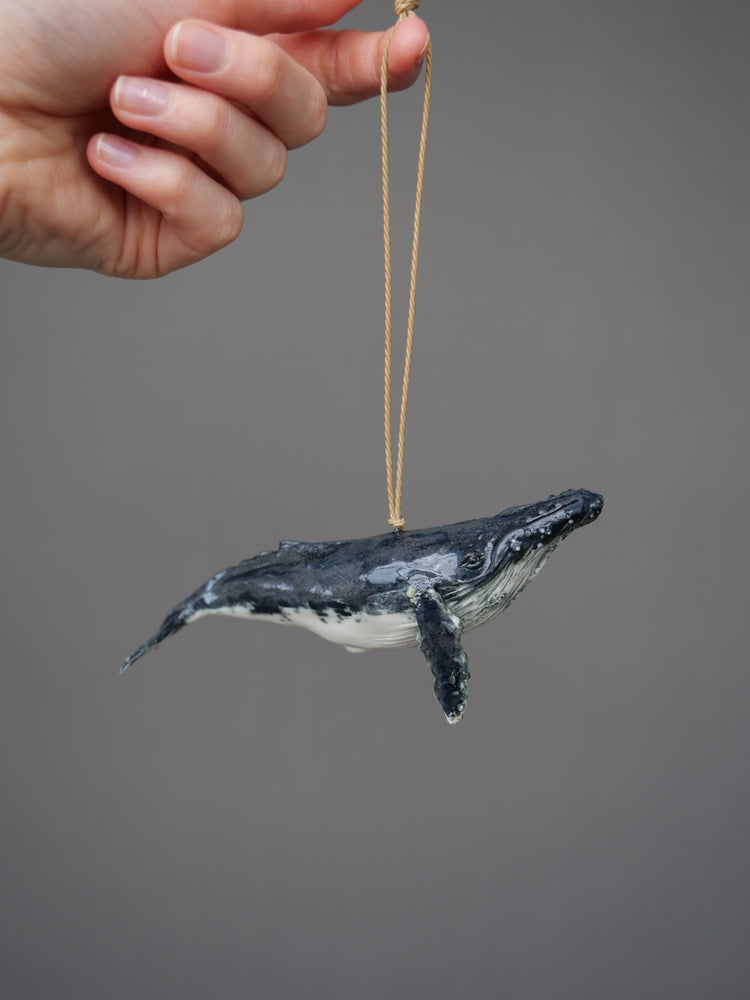 Whale Luna: small, dark blue & white, hanging