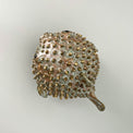 Blowfish made of ceramics, sea creature of sphere shape, coastal style interior decor with cute face, ocean sculpture, globefish bronze
