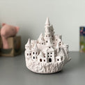 Castle night light, ceramics, with garland for kids room, magic fortress on cliff, lamp warm light, hogwarts interior decor, nightlight