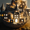 Castle night light, ceramics, with garland for kids room, magic fortress on cliff, lamp warm light, hogwarts interior decor, nightlight