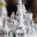 Castle night light, ceramics, with garland for kids room, magic fortress on cliff, lamp warm light, hogwarts interior decor, nightlight