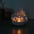 Castle night light, ceramics, with garland for kids room, magic fortress on cliff, lamp warm light, hogwarts interior decor, nightlight