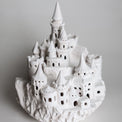 Castle night light, ceramics, with garland for kids room, magic fortress on cliff, lamp warm light, hogwarts interior decor, nightlight