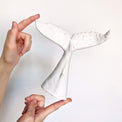 Whale tail for shelf, white ceramic undersea animal, handmade