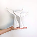 Whale tail for shelf, white ceramic undersea animal, handmade