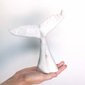 Whale tail for shelf, white ceramic undersea animal, handmade