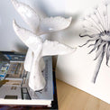 Whale tail for shelf, white ceramic undersea animal, handmade