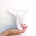 Whale tail for shelf, the small one from whales family, white ceramic undersea animal