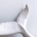Whale tail for shelf, the small one from whales family, white ceramic undersea animal