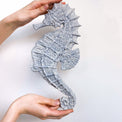Ceramic sculpture seahorse, coastal style interior decor, wall art object, undersea animal, ocean life