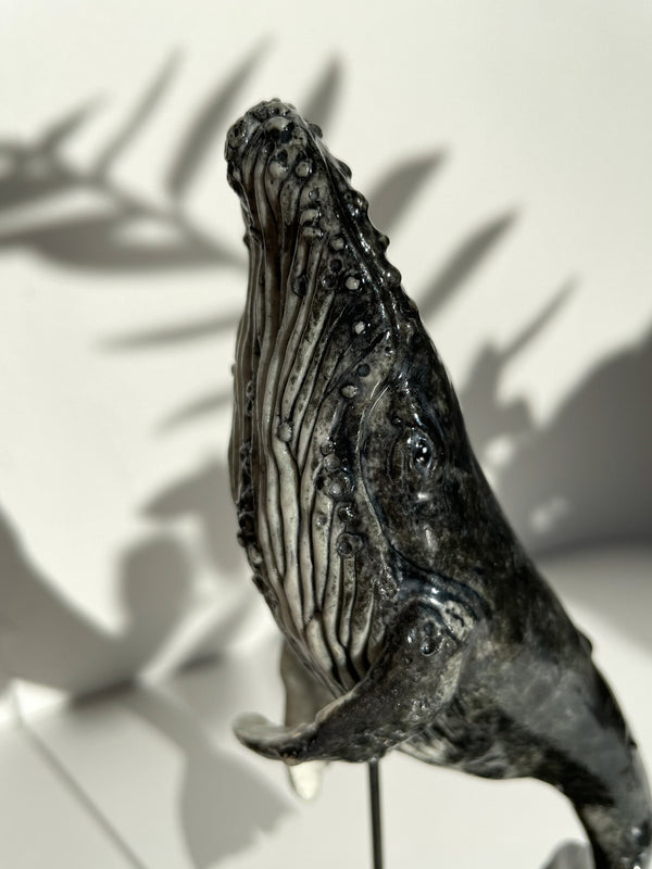 Humpback whale made of porcelain, ceramic whale